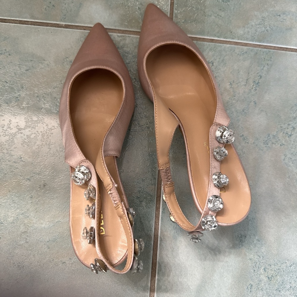 Elegant Women's Slingback Heels with Crystal Embellishments